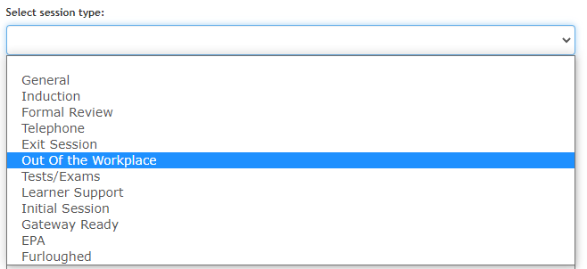 out of the workplace session type