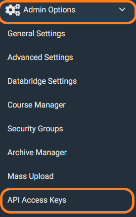 bksb api access keys menu item