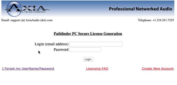 Main license login page from pathfinderpc.com