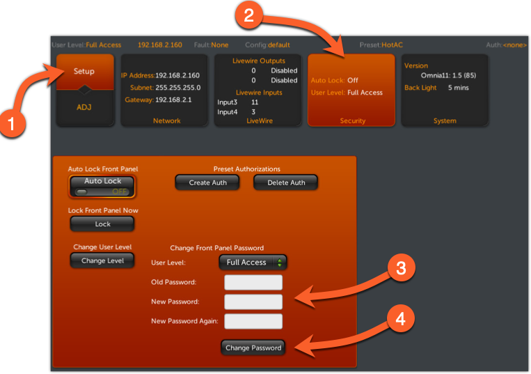 Omnia 11 Security Options