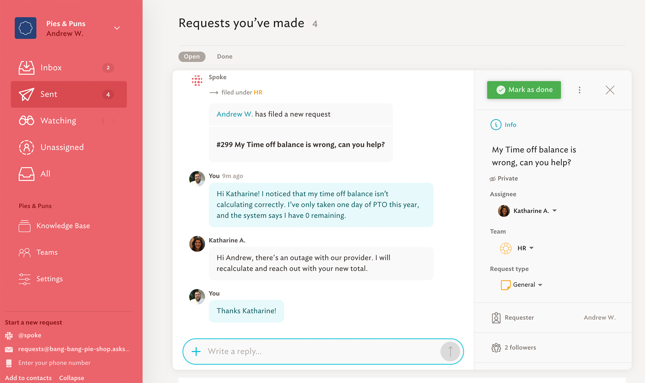 Slack: create a request - askSpoke Help Center