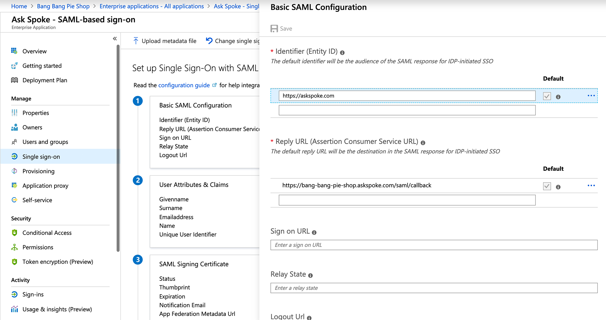 Azure AD - SAML SSO - atSpoke Help Center