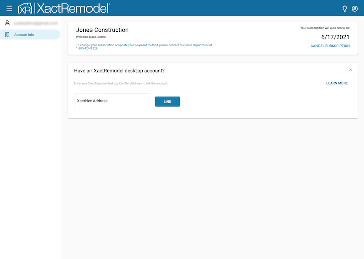 Link an XactRemodel desktop account - XactRemodel Support