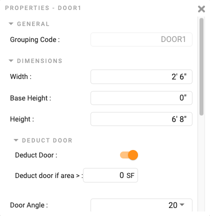 Door properties menu