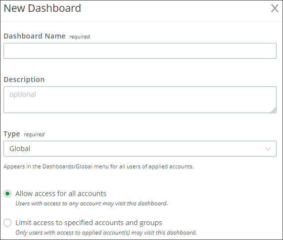 New Global dashboard pane.