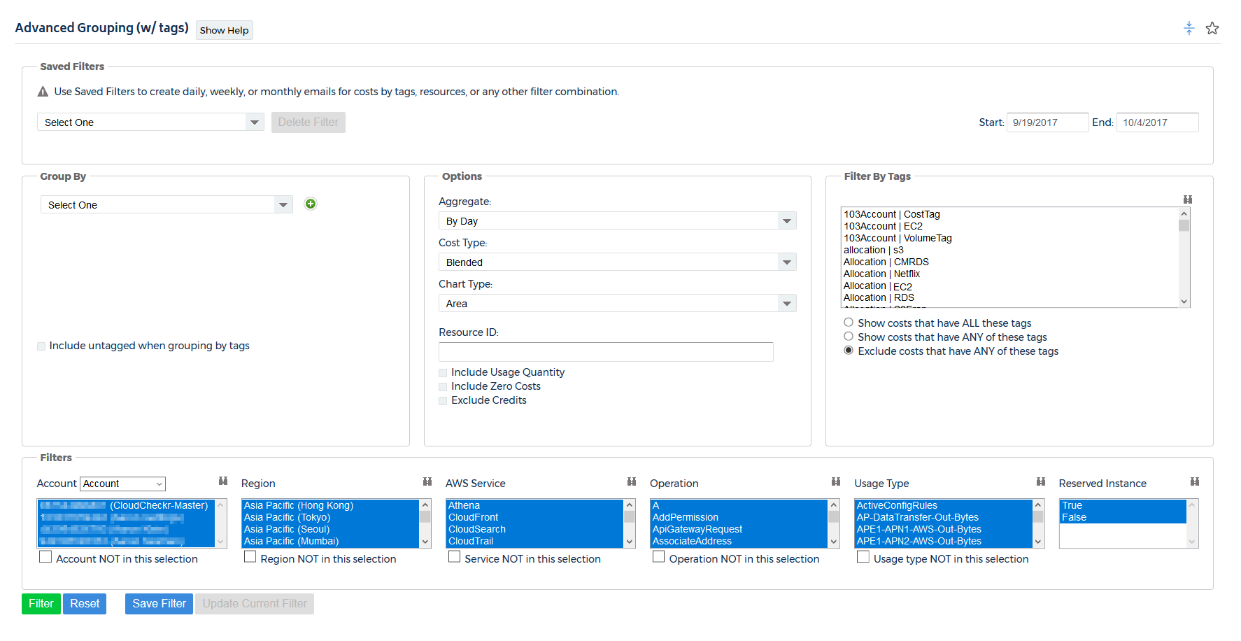 AWS Advanced Grouping Report example