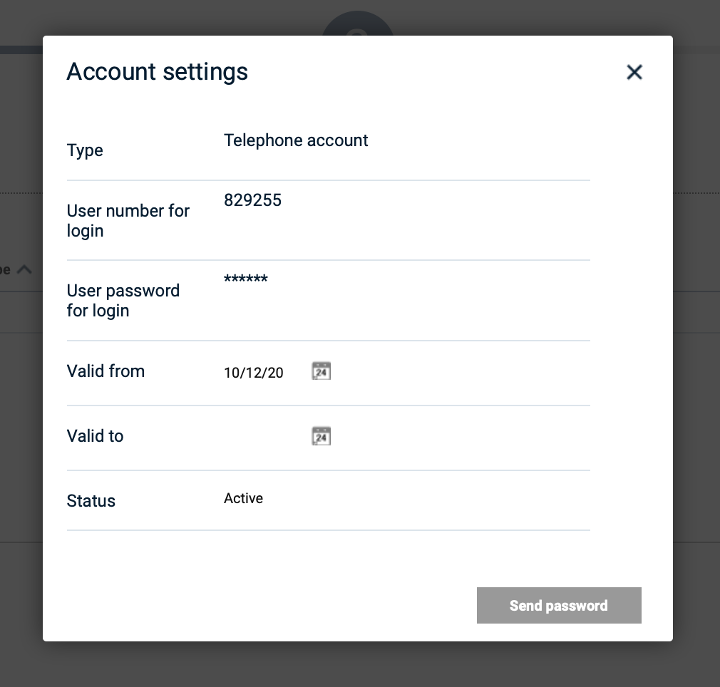 Fig.: Set up a telephone account