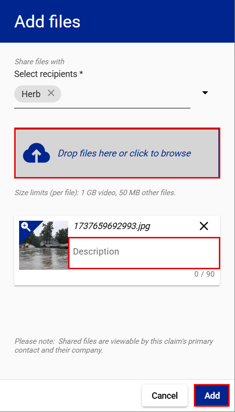 Drop files here or click to browse button, which is also called the no files chosen button