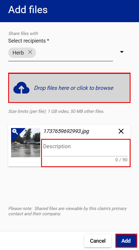 Drop files here or click to browse button, also called no files chose button