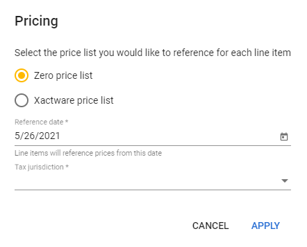 Select your pricing options