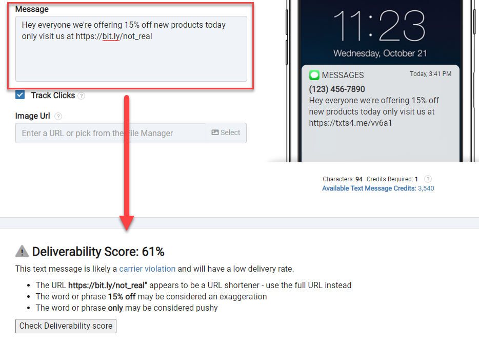 Use deliverability score to avoid carrier violations