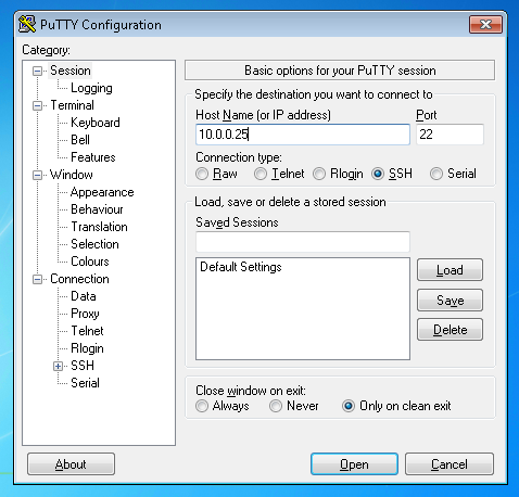 putty ssh command line