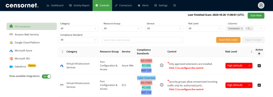 Show available integrations