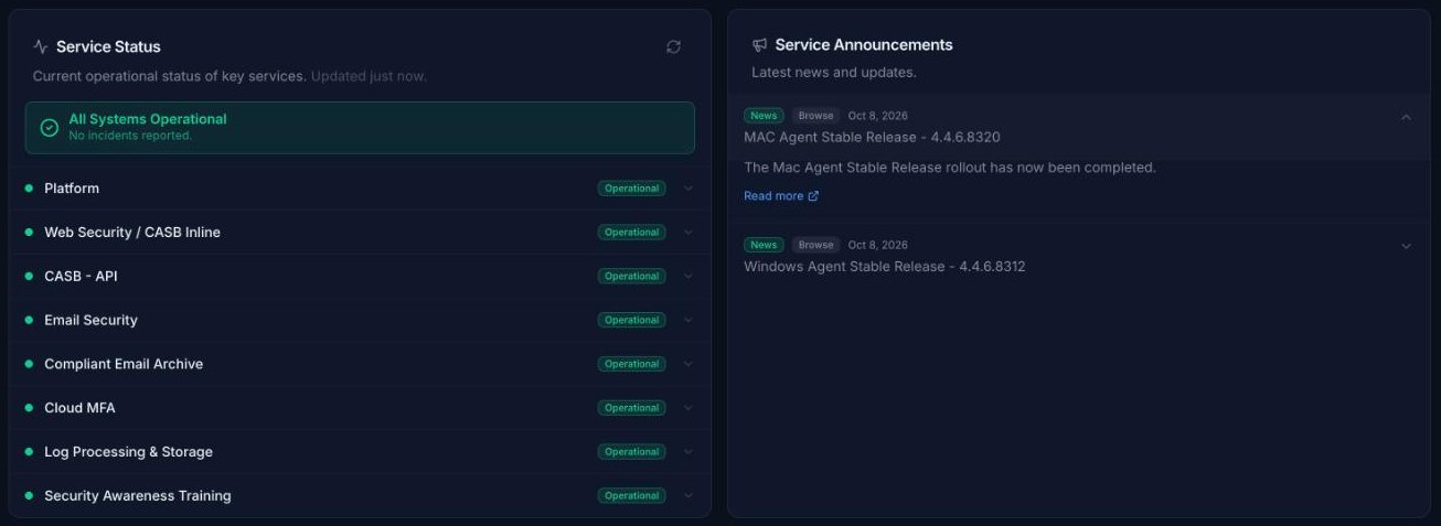 Service Status and Service Announcements