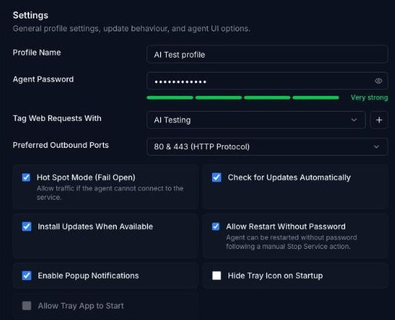 Tag Web Requests With setting with the manage tags button