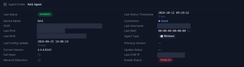 Expanded agent details showing Last Config Update