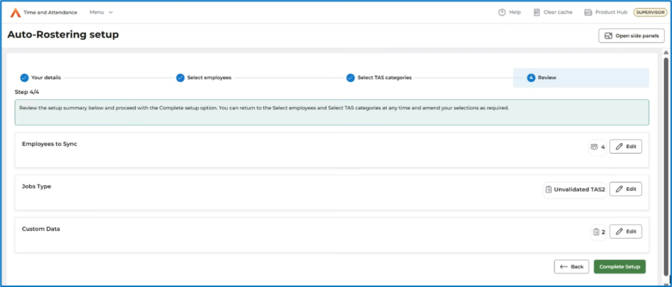 Review and submit Auto-Rostering setup