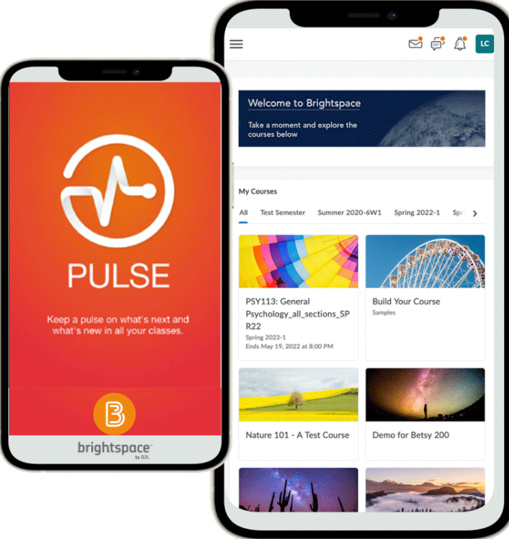 Image of Phone with D2L Brightspace Pulse the mobile app