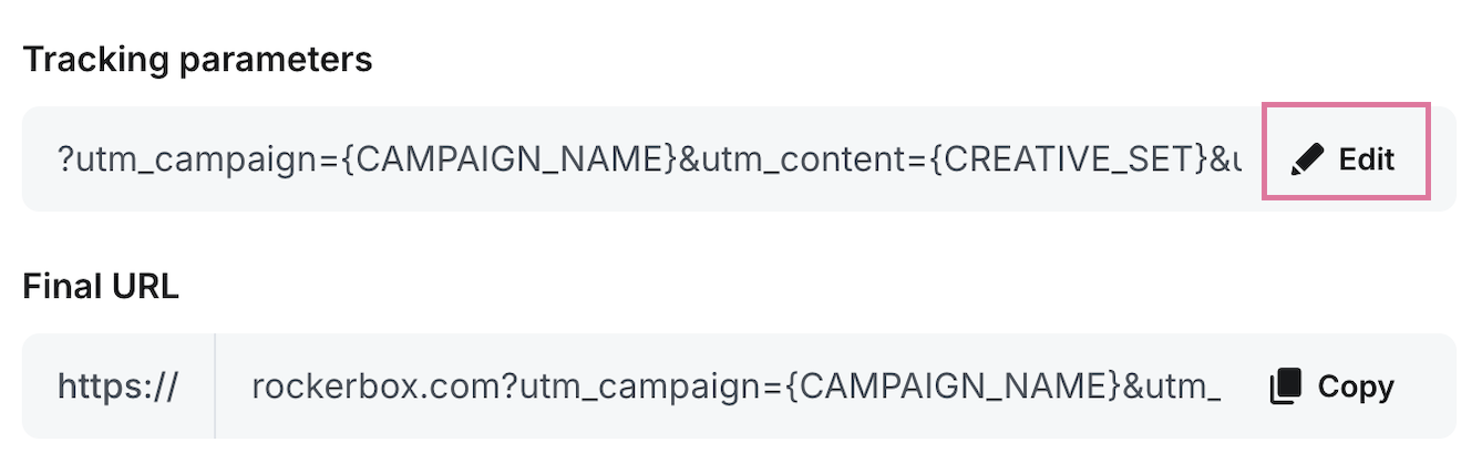 edit tracking parameters