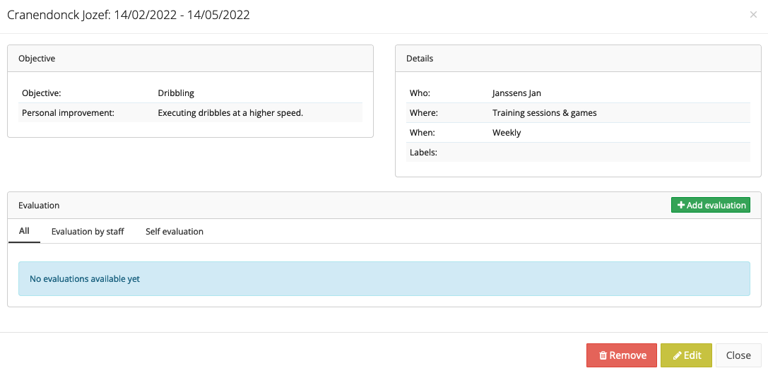 Follow up objective - Helppage ProSoccerData