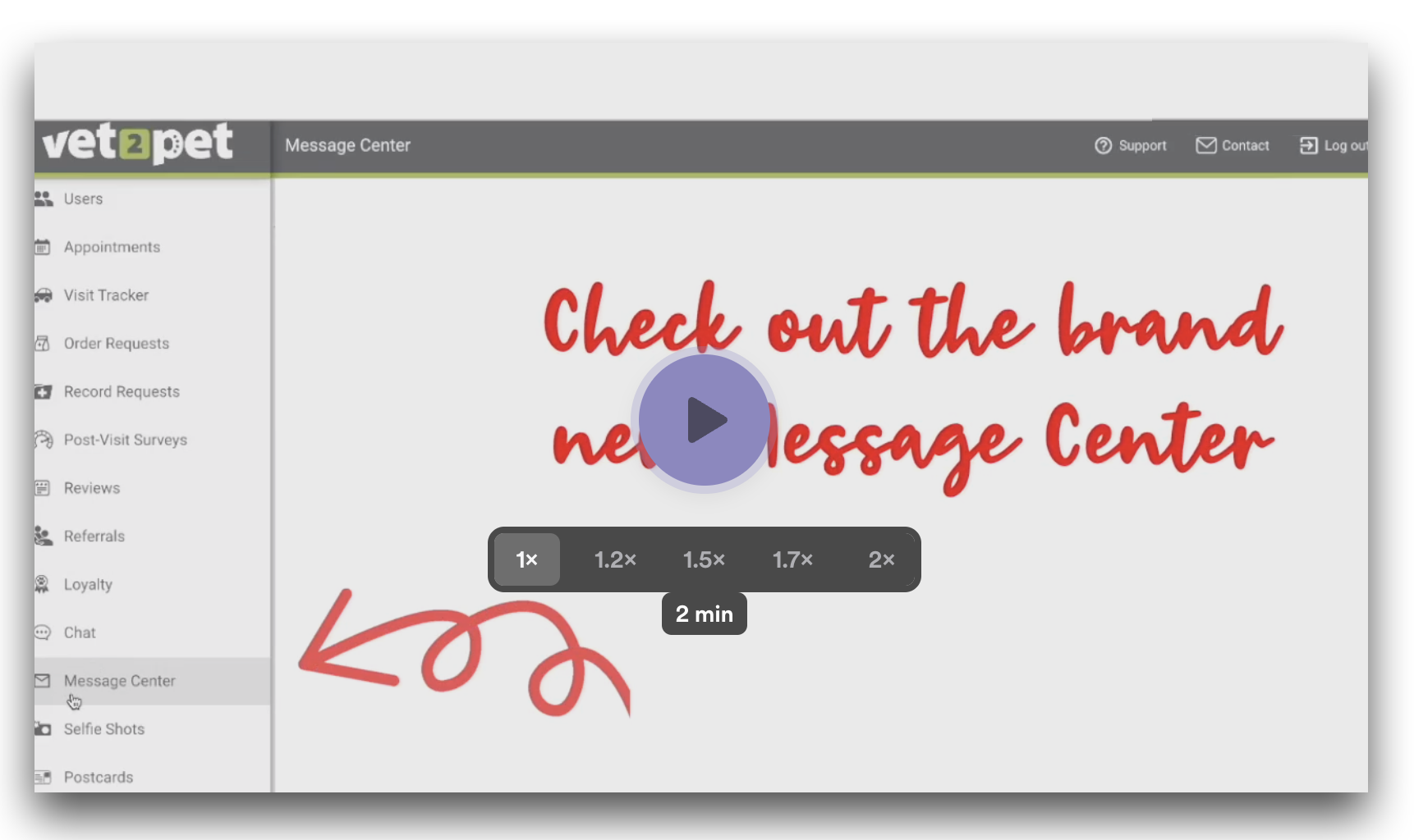 Creating an email message and or push notification the vet2pet