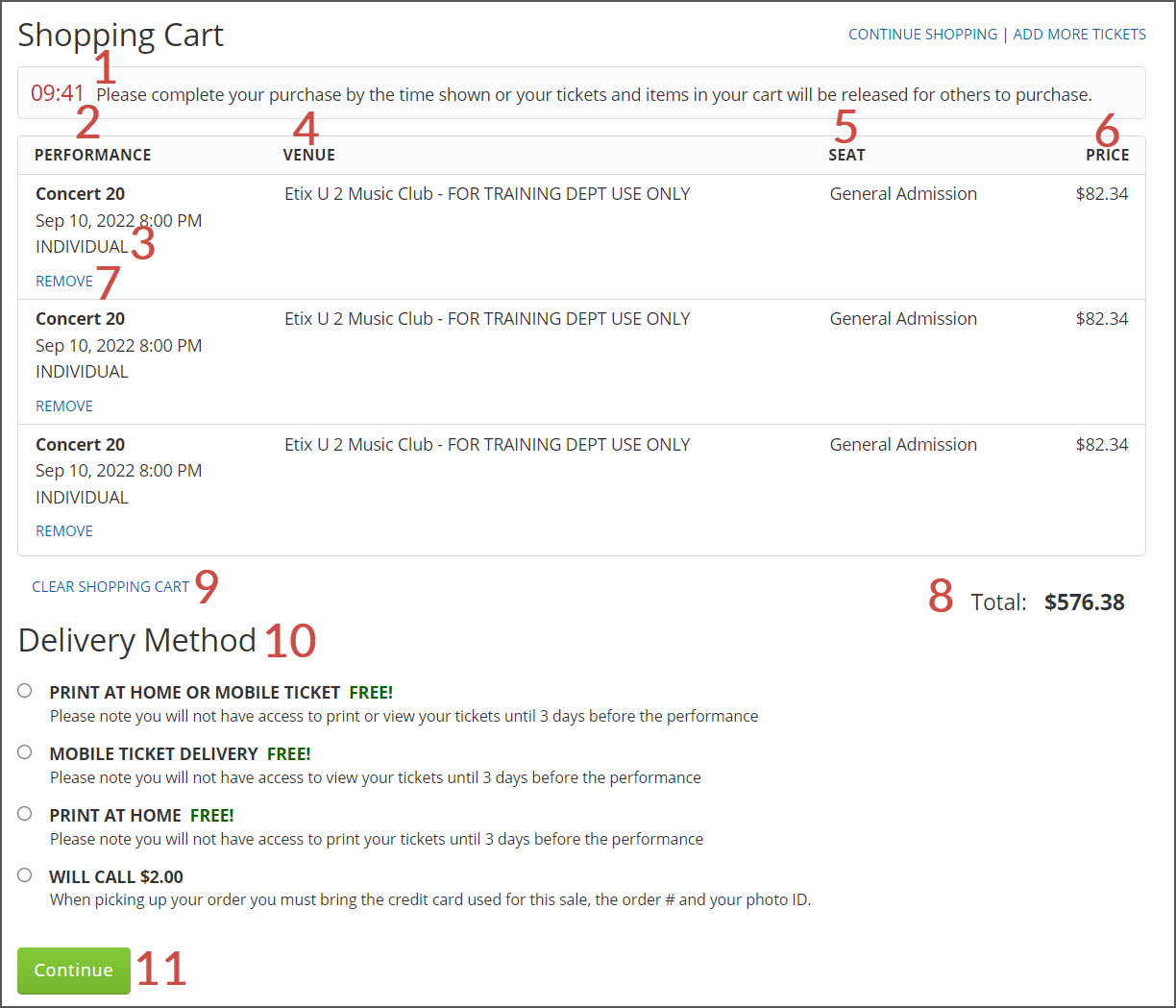 Delivery Method Page.