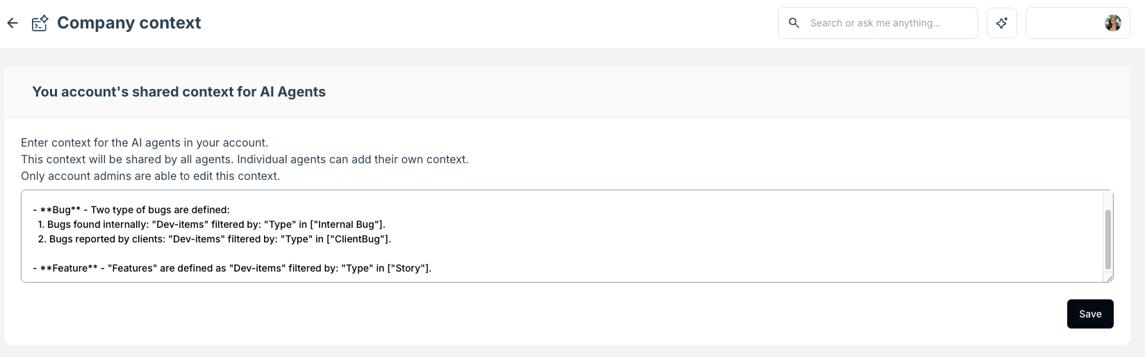 Sample Company Context