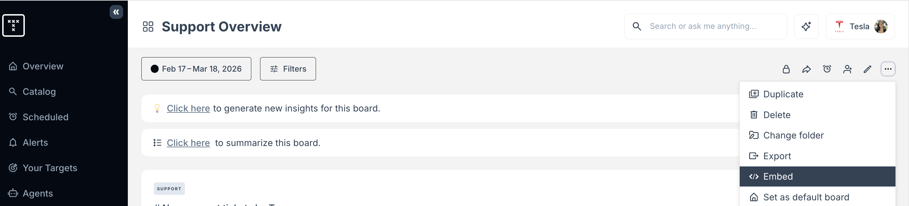 Generating full board embed code