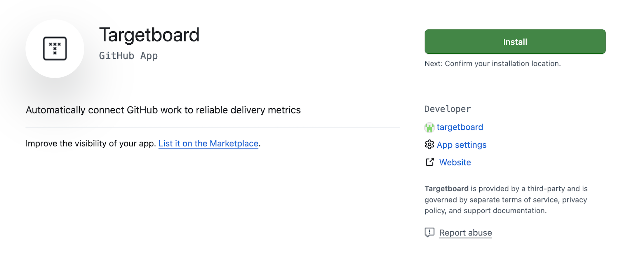 GitHub App page