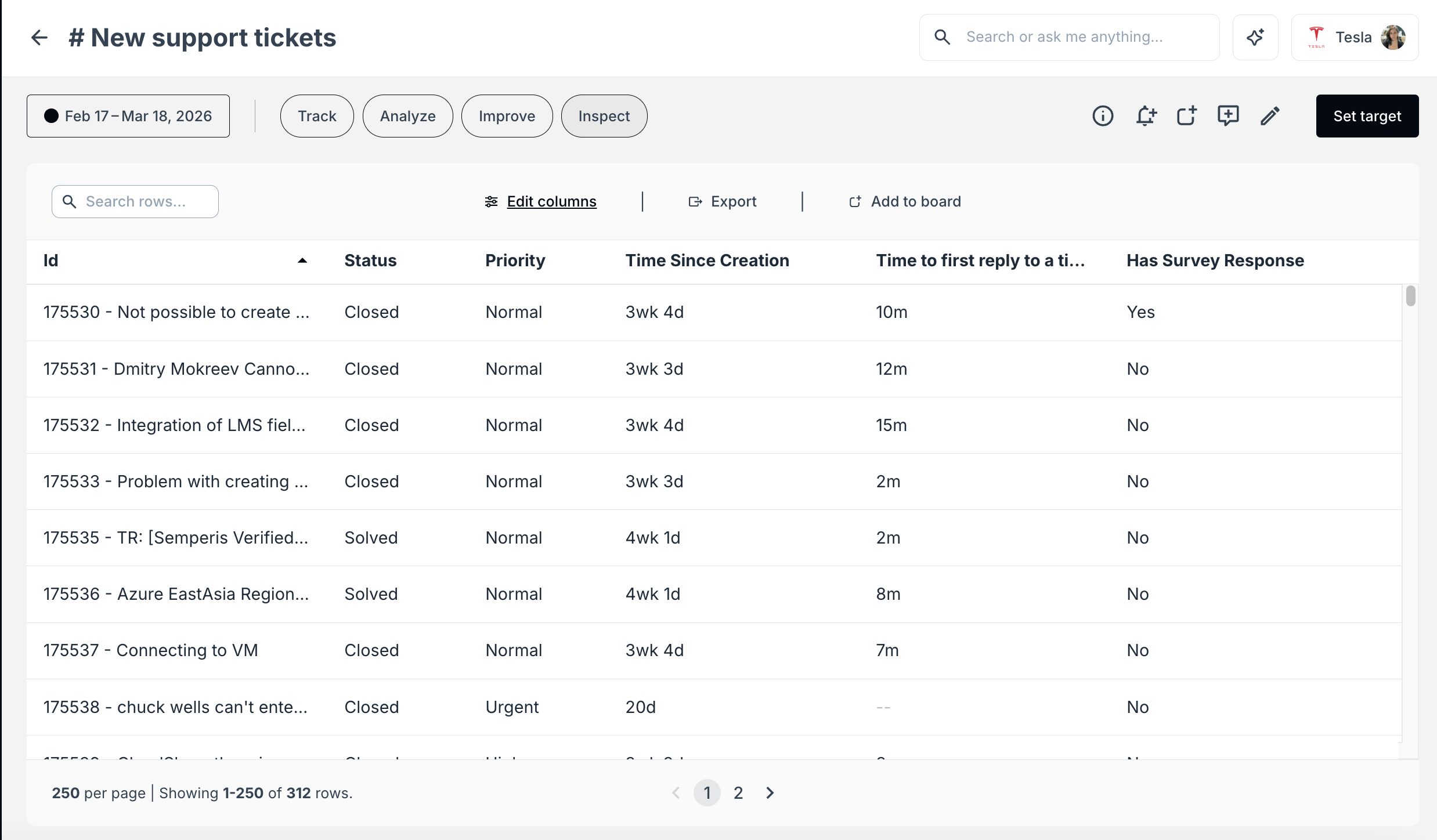 Data shown in the Inspect tab.