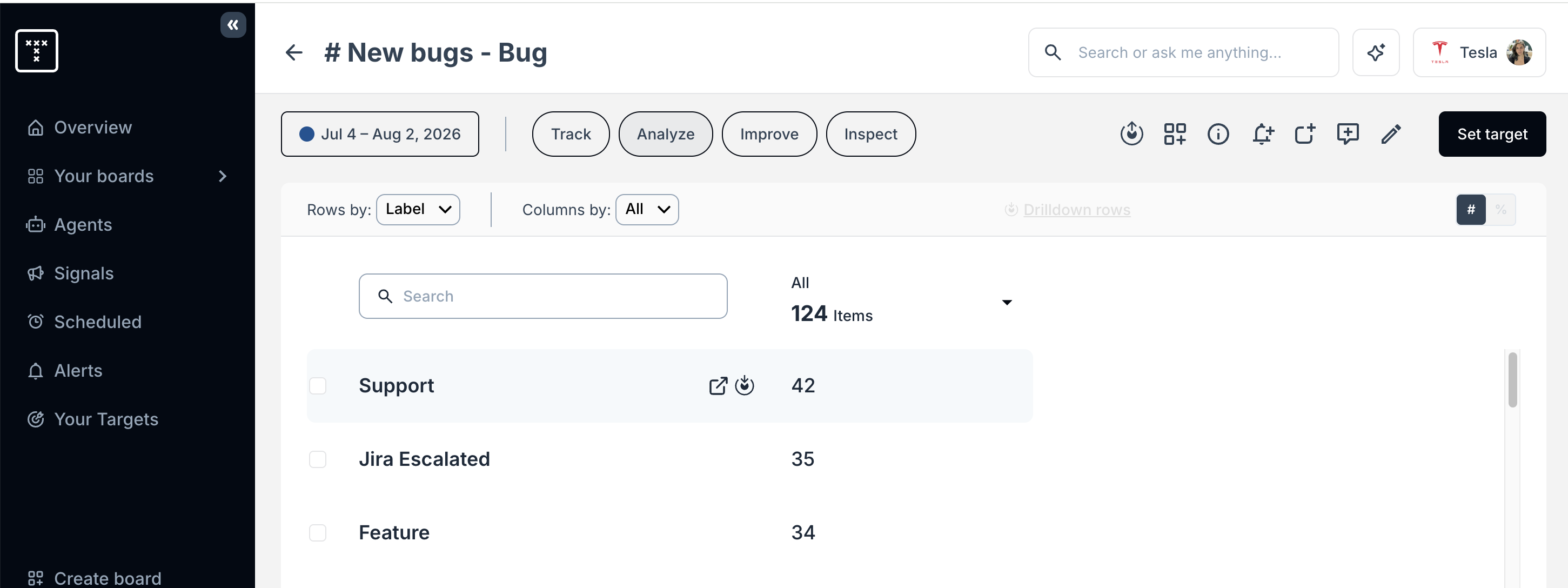 Analyze tab example.