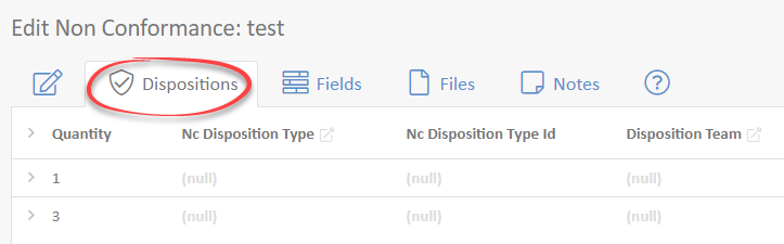 circled dispositions tab