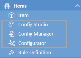 Expanded Items menu.