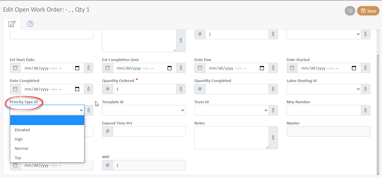 Priority type selection