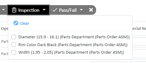 options for inspection drop down