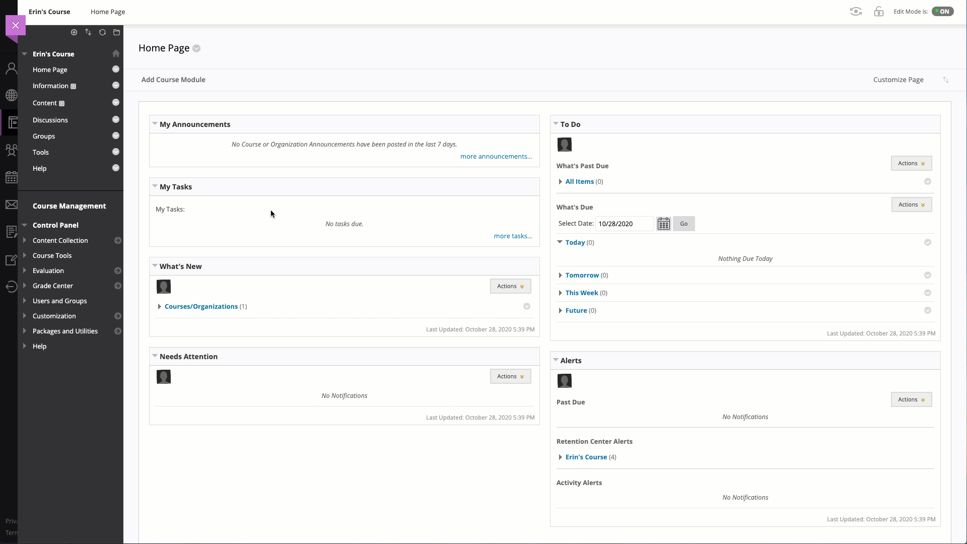 Instructor creating an assignment in Blackboard Original
