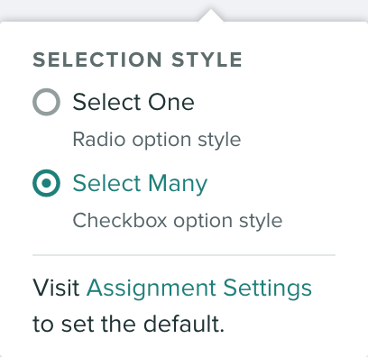 Radio option to change the style of rubric items within a group - select one or select many