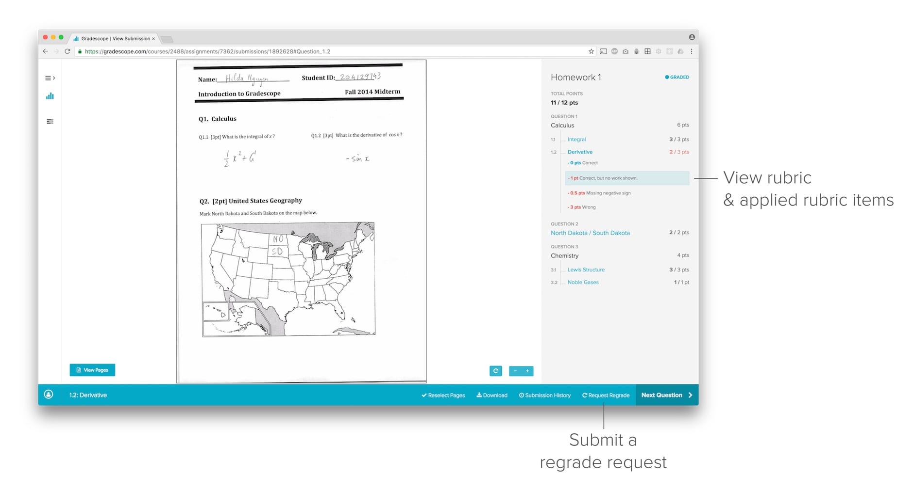 How to view grading results and request a regrade