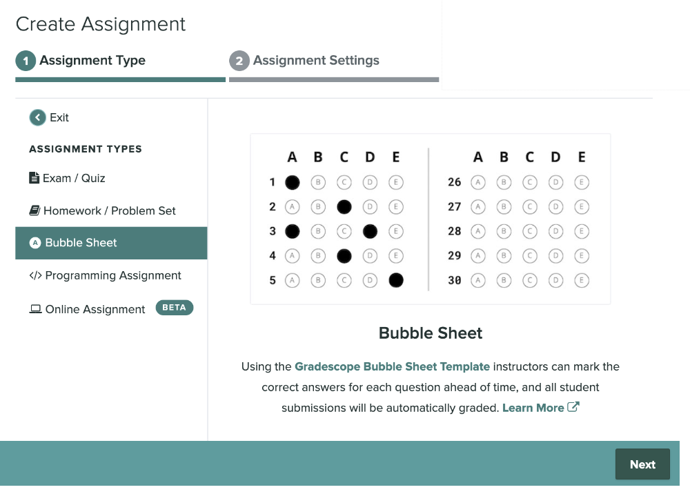 bubble assignment mean