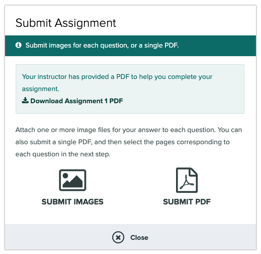 student submit file modal