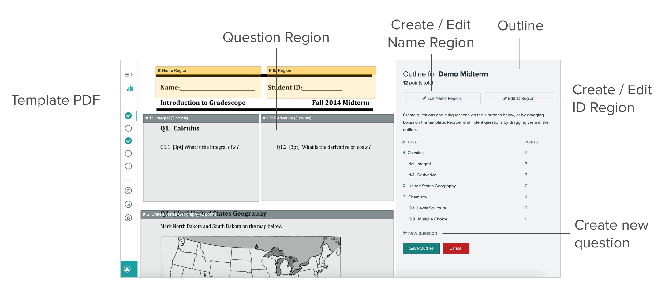 Interface for creating and editing the assignment outline