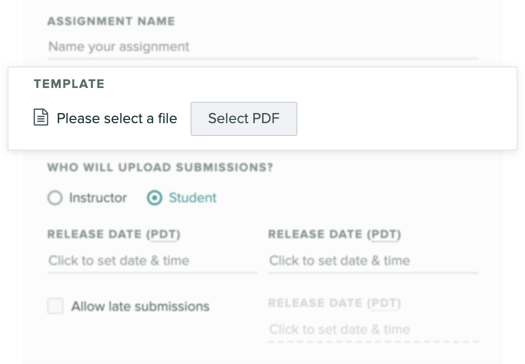 The assignment settings focused on the template option.