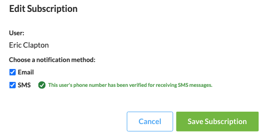 Subscription with Verified SMS