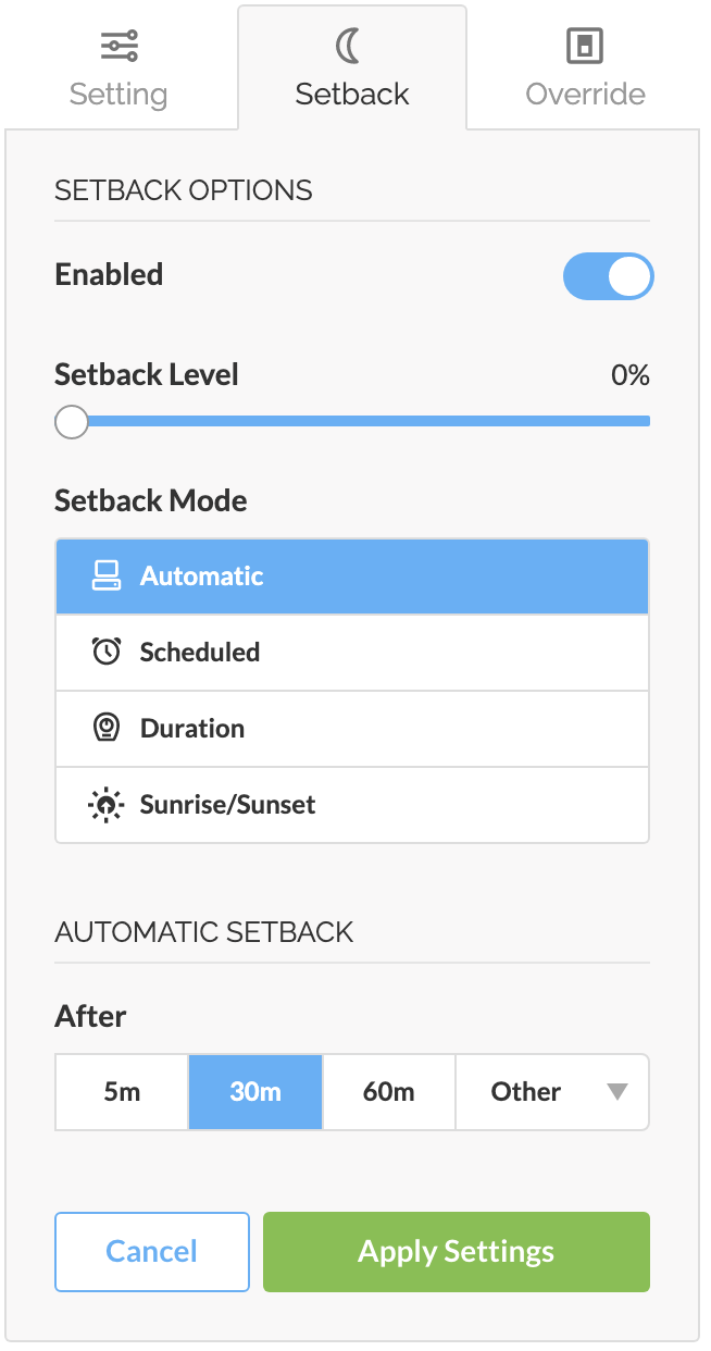 Automatic Setback Example