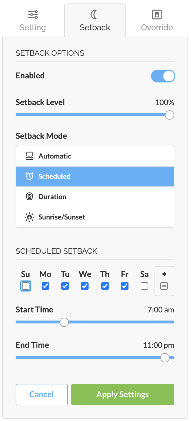 Scheduled Setback - Retail Use Case