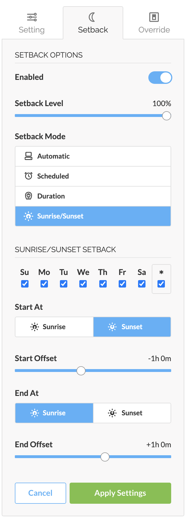 Astro Setback Example