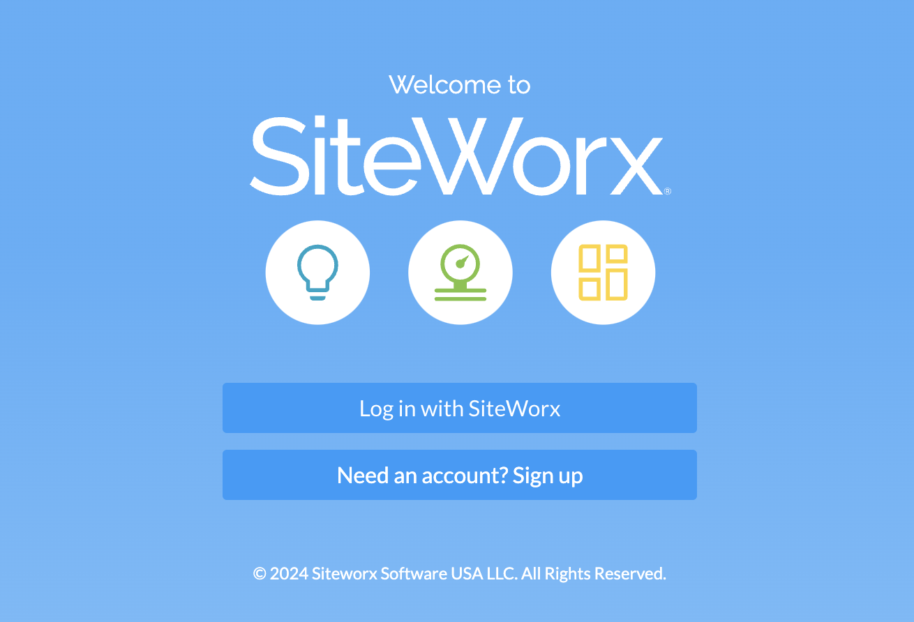 SiteWorx Login Page