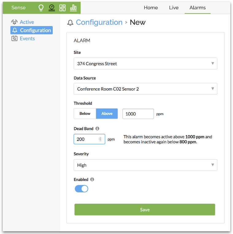 Alarm Configuration Example