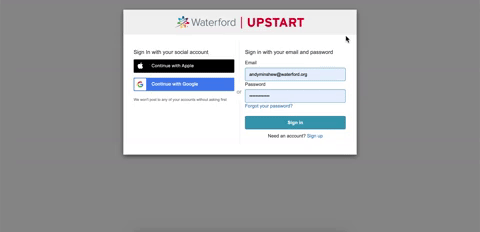 GIF navigating through the login steps for username and password sign-up