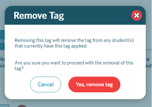 screenshot of the Remove Tag window